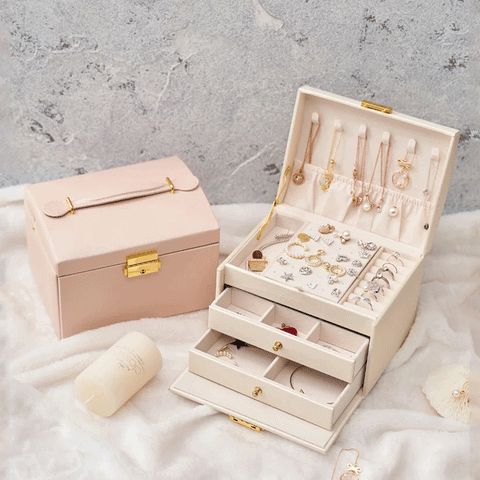 3 Layer Leather Jewellery Organizer