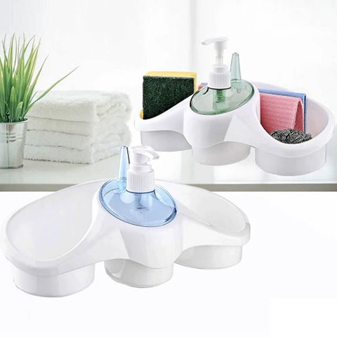 Sponge Holder And Soap Dispenser Sink Organizer