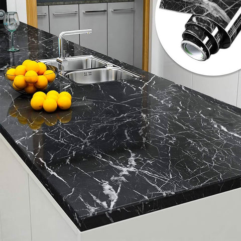 3D Black Marble Self Adhesive Sheet Pack of 2