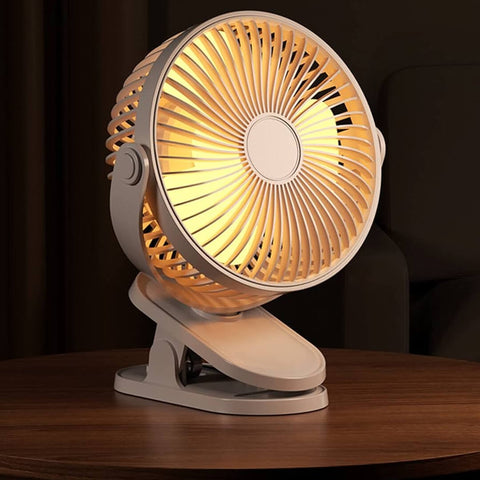 720° Wide-Angle Rechargeable Desk Fan with LED