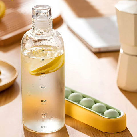 Glass Water Bottle With Time Marker