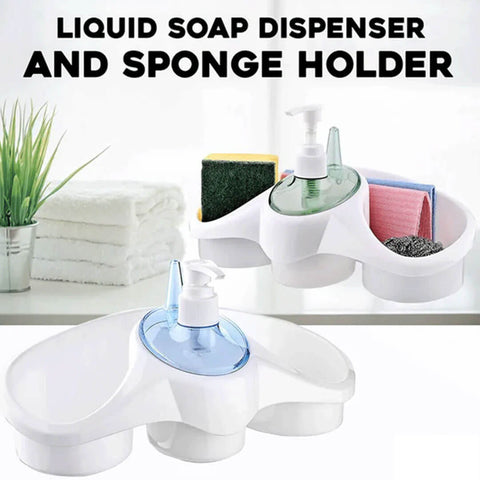 Sponge Holder And Soap Dispenser Sink Organizer