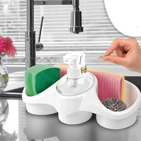 Sponge Holder And Soap Dispenser Sink Organizer