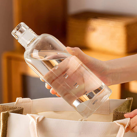 Glass Water Bottle With Time Marker