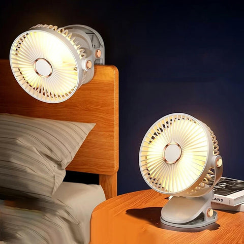 720° Wide-Angle Rechargeable Desk Fan with LED