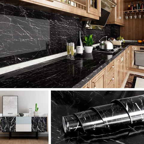 3D Black Marble Self Adhesive Sheet Pack of 2