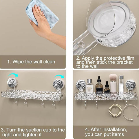 Crystal Suction Wall-Mounted Shelf Cup Storage Rack