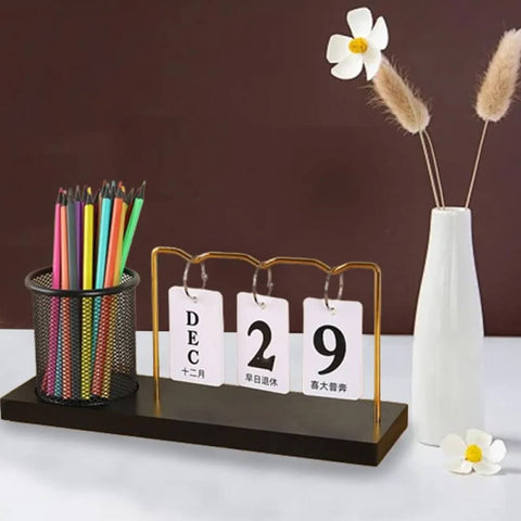 Minimalist Desk Calendar with Pencil Holder