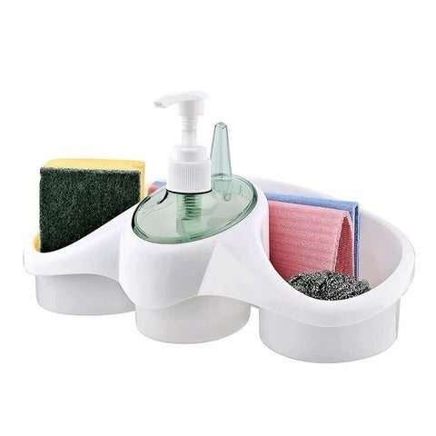 Sponge Holder And Soap Dispenser Sink Organizer
