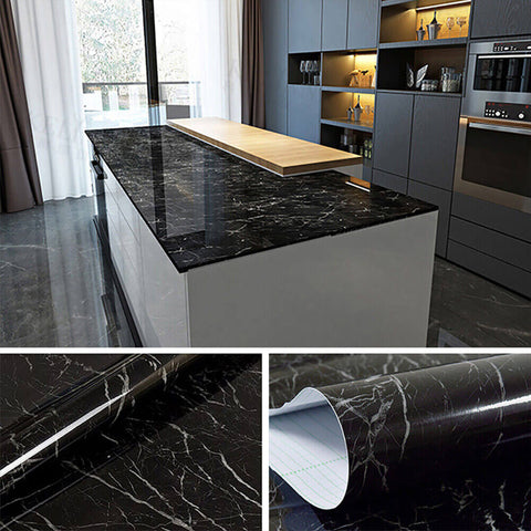 3D Black Marble Self Adhesive Sheet Pack of 2