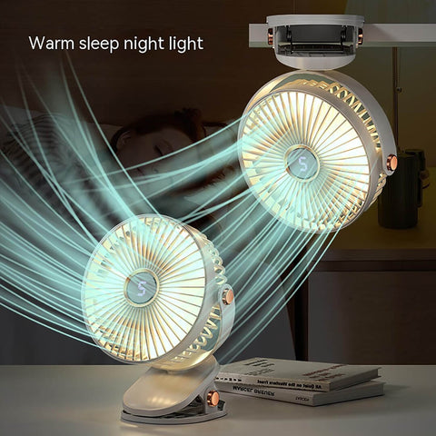 720° Wide-Angle Rechargeable Desk Fan with LED