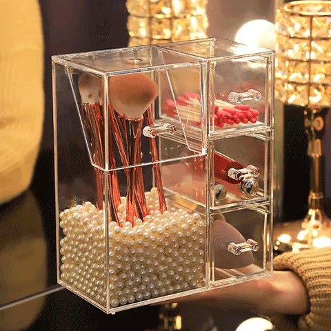 Acrylic Makeup Brush Organiser With Drawer