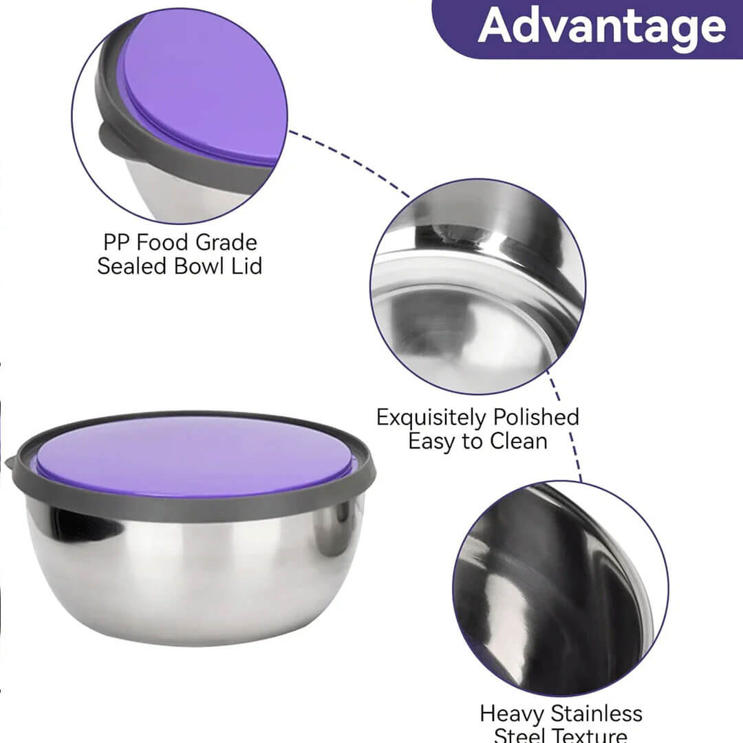 Stainless Steel 3 Pcs Food Storage Box Airtight