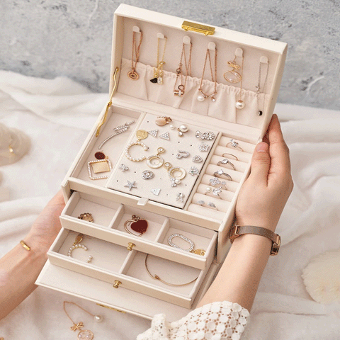 3 Layer Leather Jewellery Organizer