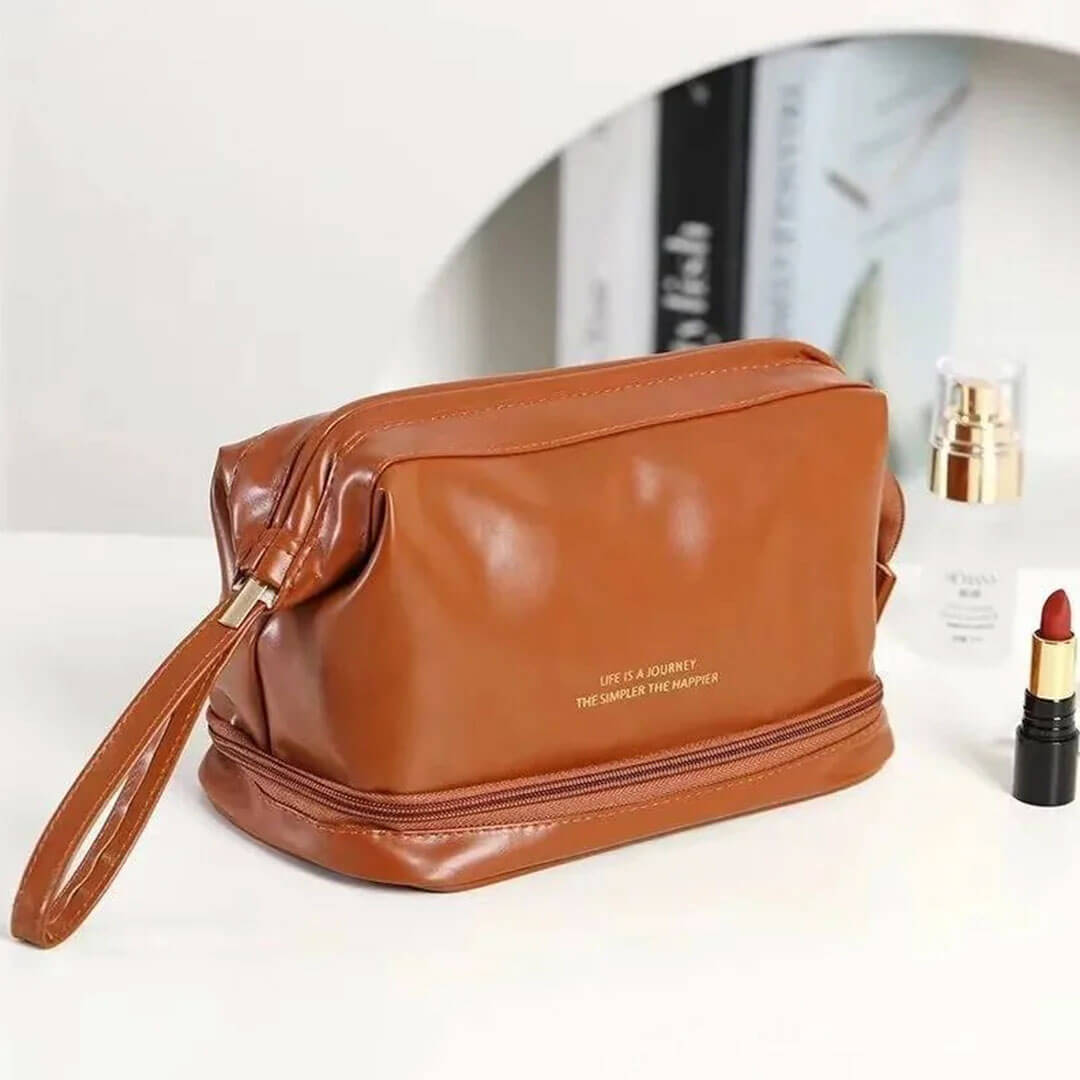 Large Capacity Double Zipper Cosmetic Bag