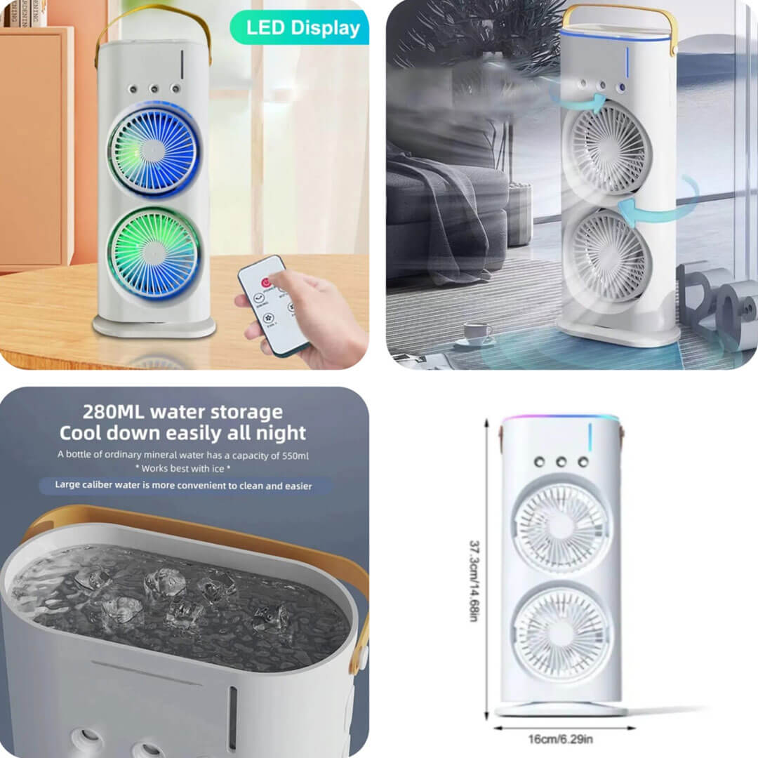 Double Headed Rechargeable Mist Fan