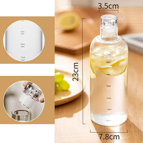 Glass Water Bottle With Time Marker