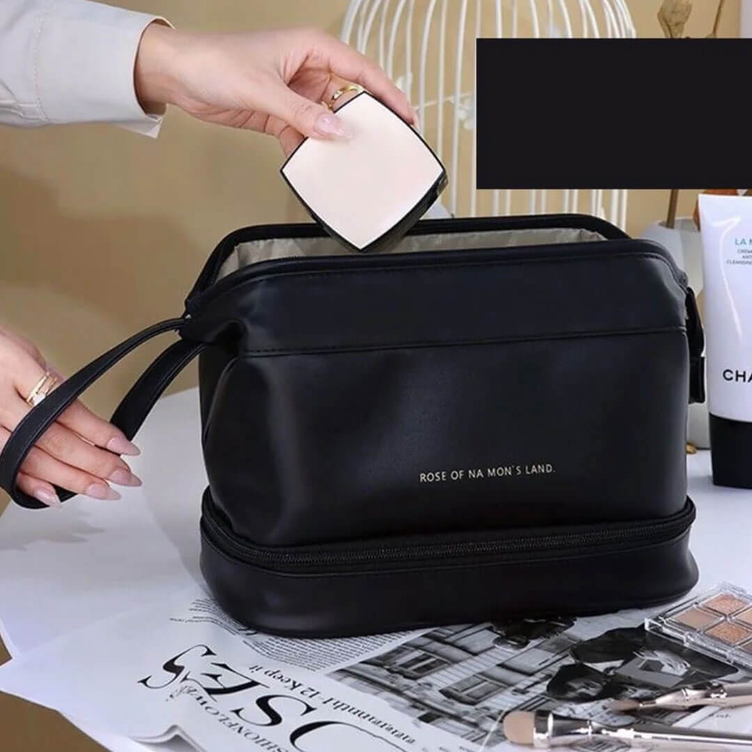 Large Capacity Double Zipper Cosmetic Bag
