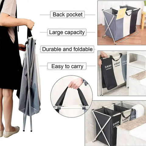 Foldable Dual & Triple Section Laundry Basket