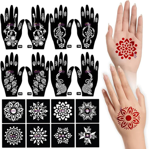 Pack of 06 Mehndi Stencil with Free applicator