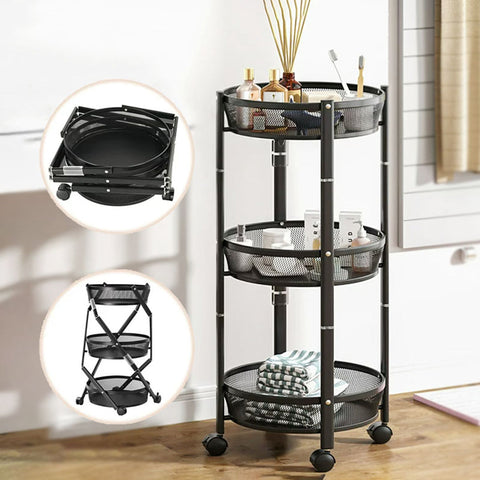 3-Tier Foldable Storage Trolley Rack