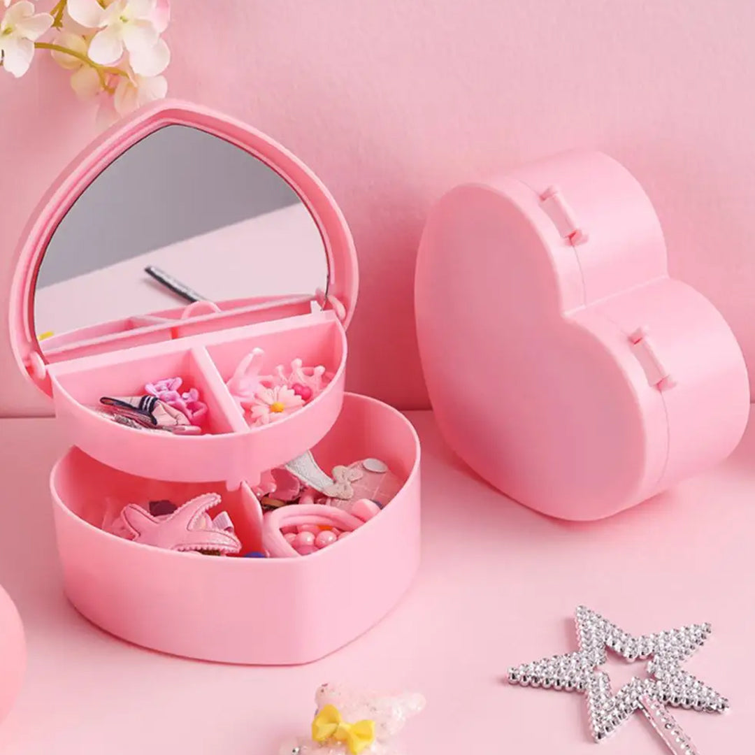 Double Layer Jewelry Storage Box With Mirror