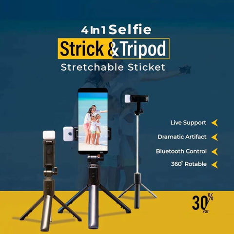 4 in 1 Tripod Selfie Stick With Remote Control