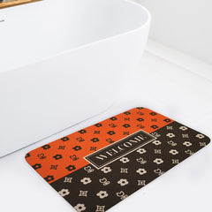 Floral Bath Mat Water Absorbent Non-Slip-E