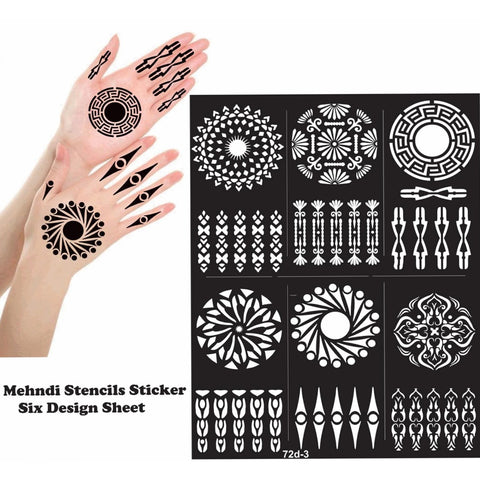 Pack of 06 Mehndi Stencil with Free applicator