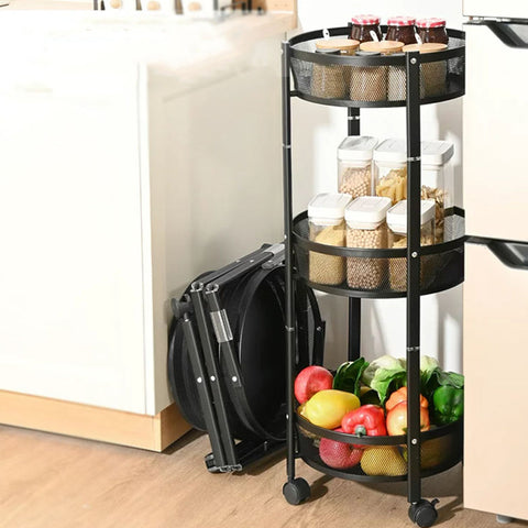 3-Tier Foldable Storage Trolley Rack