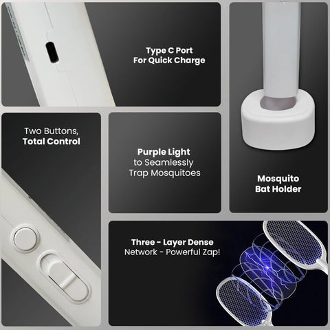 3 in 1 LED Mosquito Killer Racket