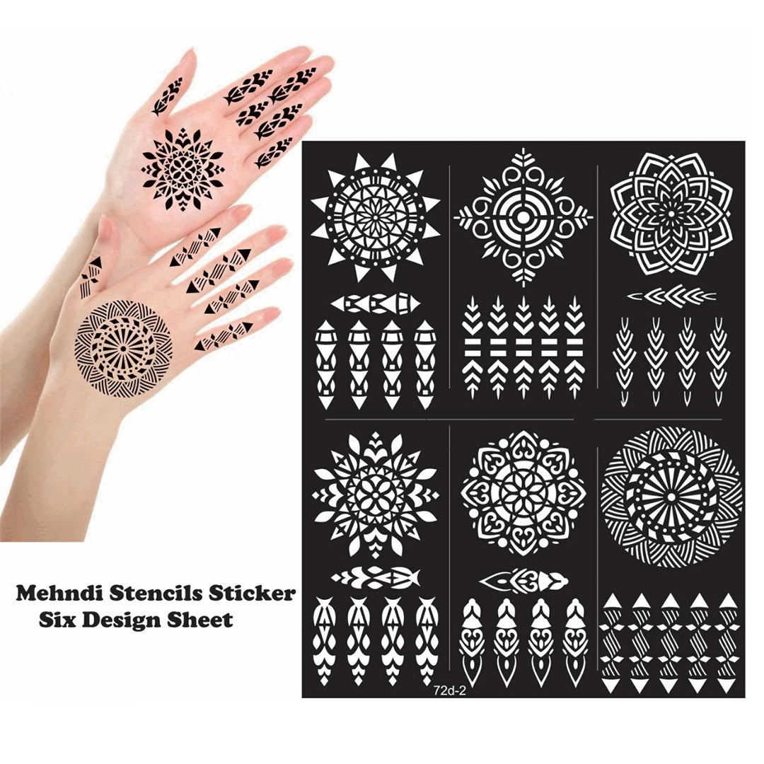 Pack of 06 Mehndi Stencil with Free applicator
