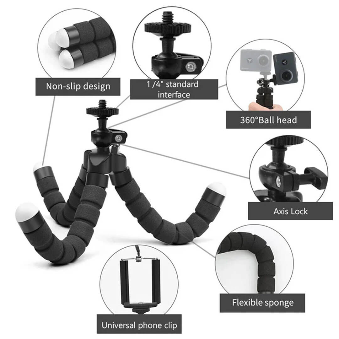 Curveable Adjustable & Flexible Tripod Stand With Mobile Holder