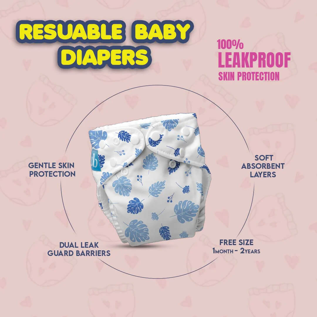 Kids Free Size Reusable Cloth Diaper + Insert (0-36 Month)