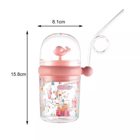Fancy Water Bottle Cup With Straw